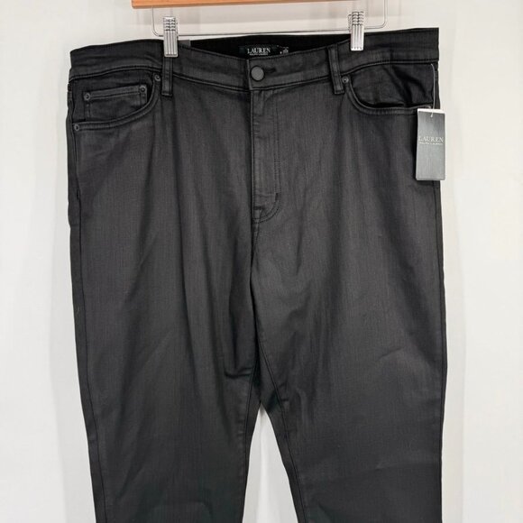 Ralph Lauren Womens Curvy Skinny Jeans Size 18 coated denim Black new $125 - Picture 10 of 15